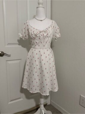 Bonne Chance Collections White and Pink Pastel Strawberry Cottage Dress
